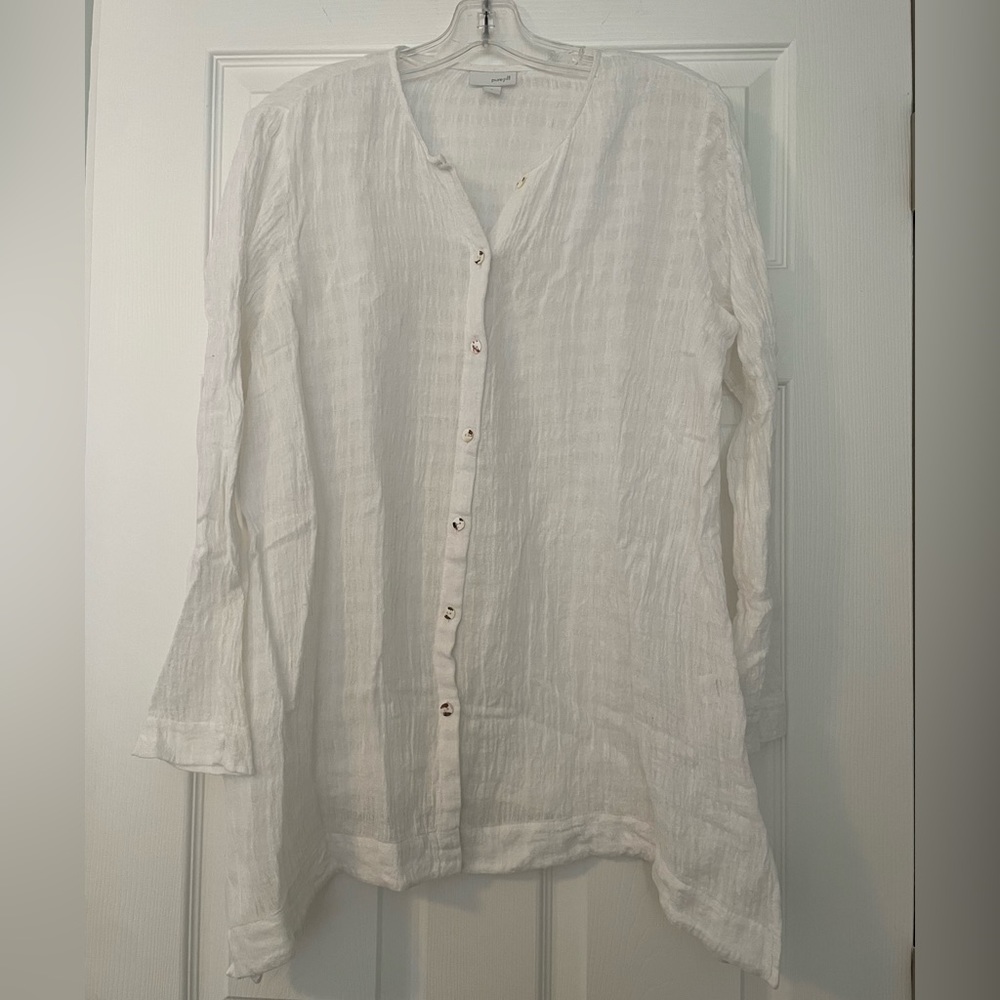 JJill PureJill gauzy cotton/linen button down- S